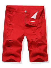 Men's Ripped Denim Shorts Casual Straight