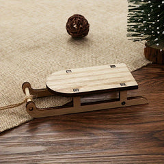 DIY Christmas Wooden Mini Sled Car Desktop Decoration