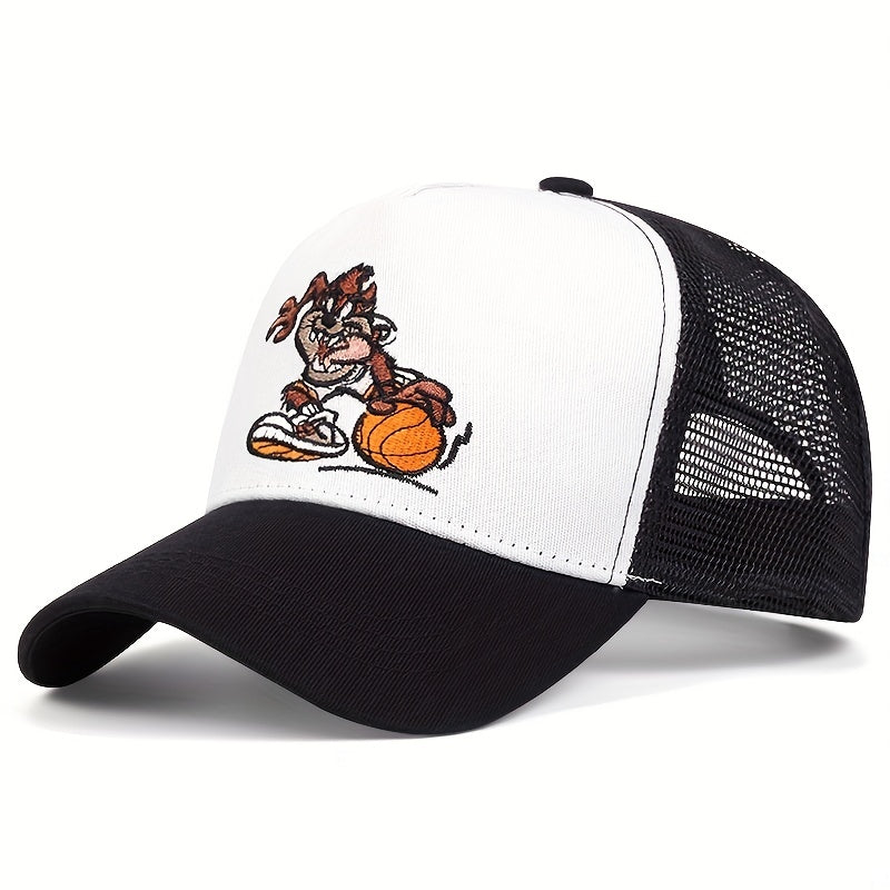 Rabbit Basketball Embroidered Men's Hip Hop Flat Brim Hat