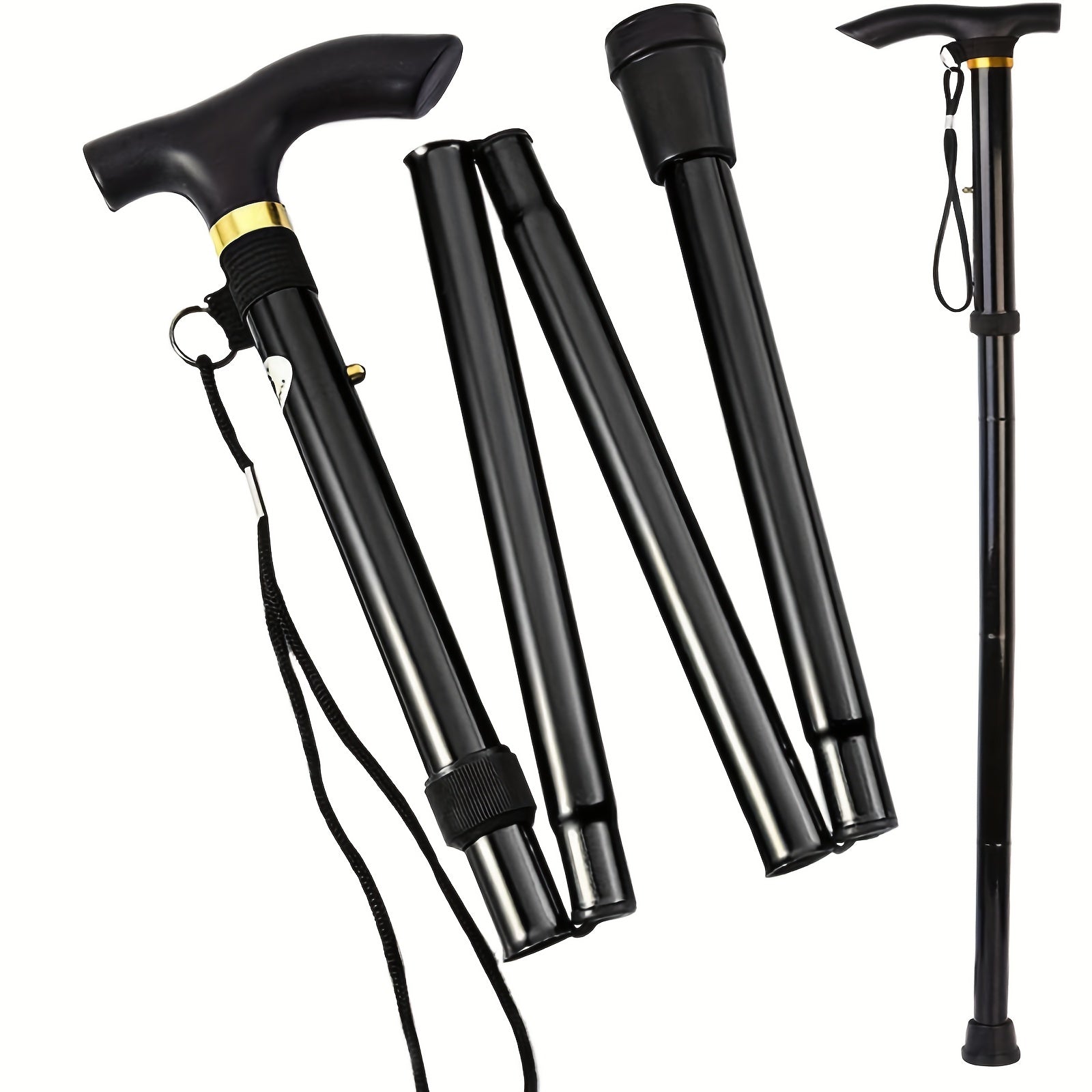 Folding Walking Stick Trekking Pole Adjustable Lightweight Hiking Stick