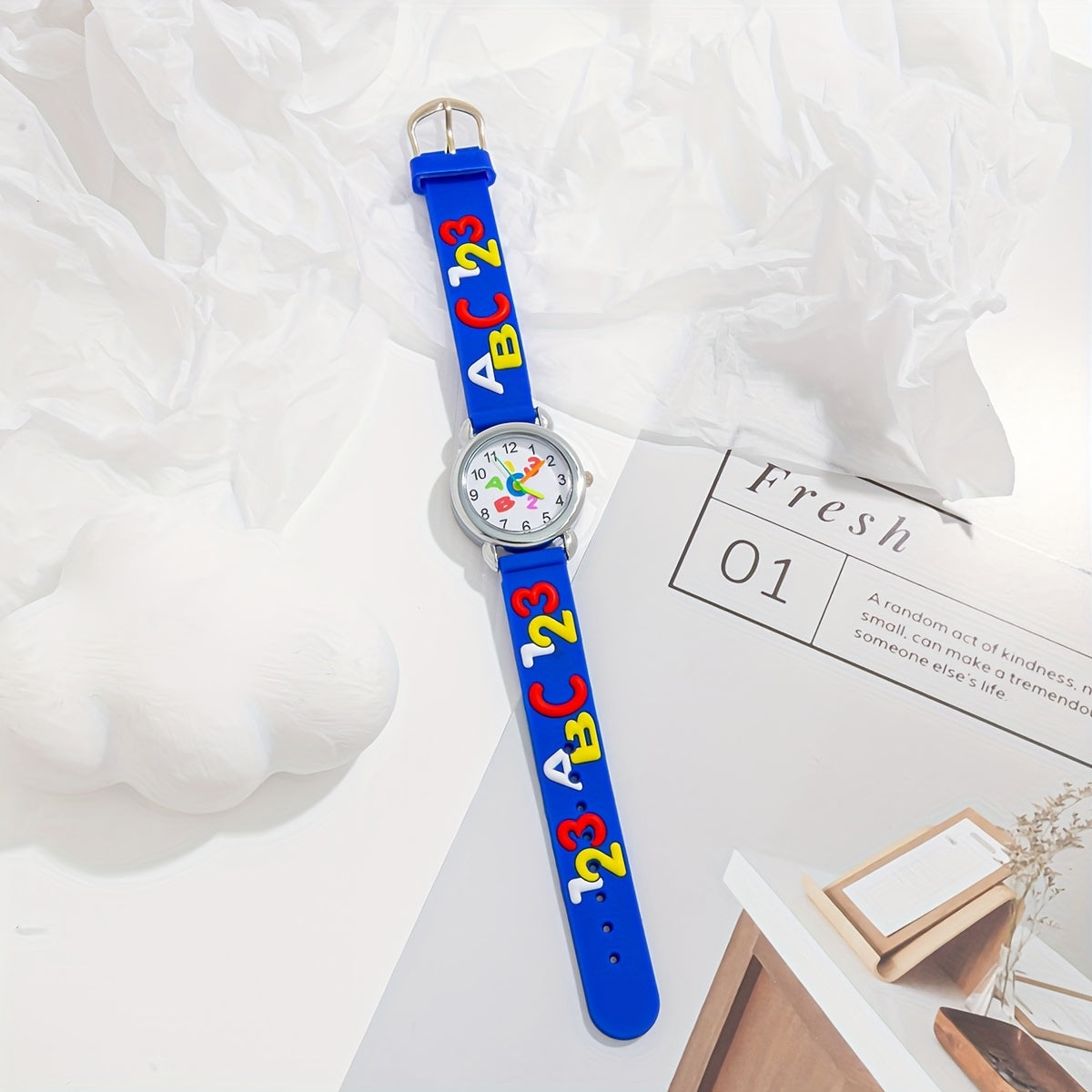 Teen Letter Number Print Round Dial Quartz Watch For Gift Daily Life