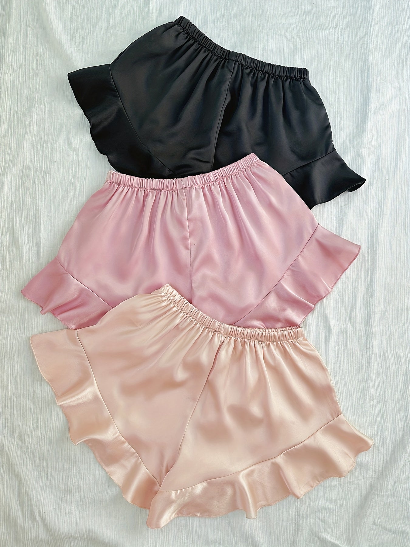 Ruffle Satin Sleep Shorts Women's Loungewear