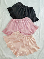 Ruffle Satin Sleep Shorts Women's Loungewear