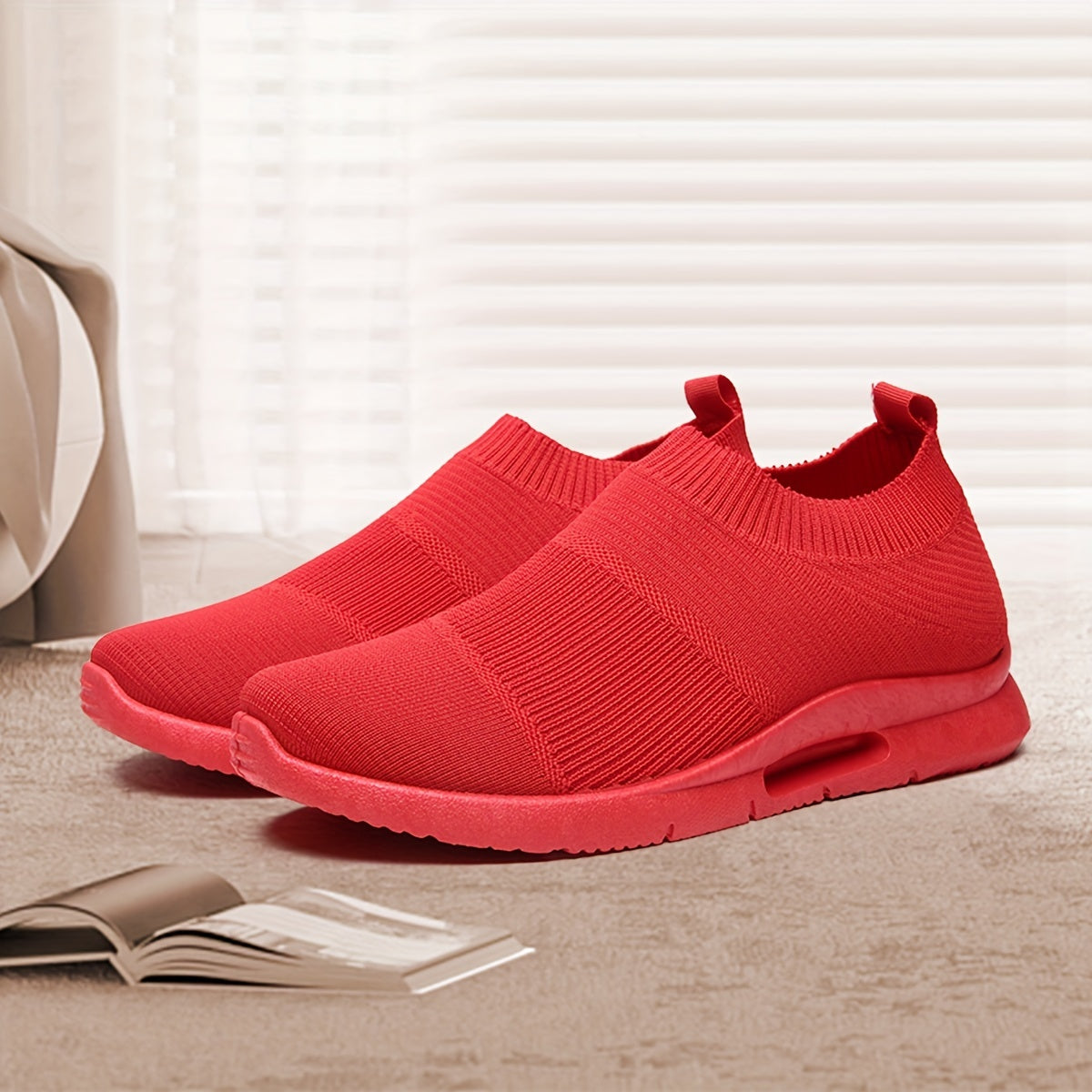 Unisex Flying Woven Running Shoes Slip On Mesh Sneakers