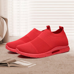 Unisex Flying Woven Running Shoes Slip On Mesh Sneakers