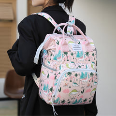 Spacious Pink/Gray Diaper Backpack with Pockets