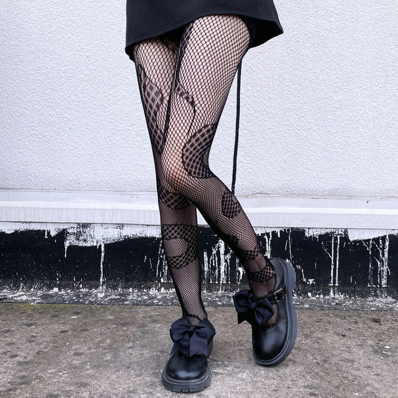 Women's Gothic Snake Pattern Fishnet Tights Stockings