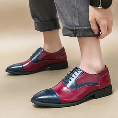 Men's Cap Toe Oxford Shoes Lace up Front Block Dress Shoes Tie Optional