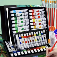 Acrylic Paint Set 43pcs 12ml Tubes, Colorful Art Pigments for Various Surfaces