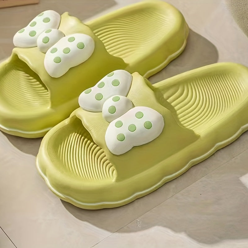 Women's Polka Dot Bow Slides Soft PVC Home Cloud Shoes