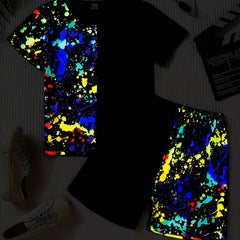 Boys Luminous Graffiti Print T-shirt & Shorts Set