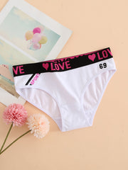 6 Pcs Women's Solid Waist Bikini Panties Breathable Cotton Lingerie