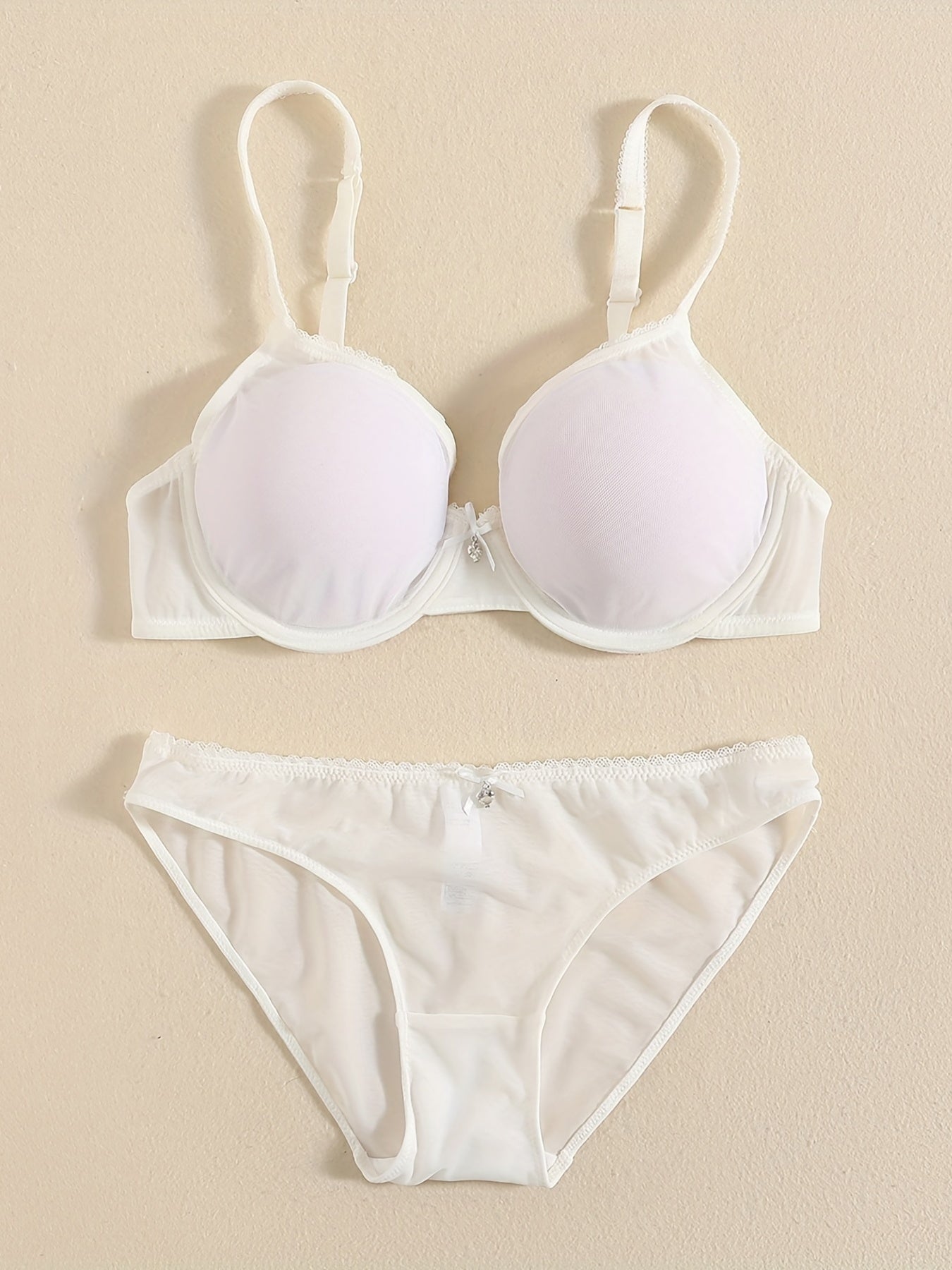 Push Up Lace Mesh Bra & Panties Lingerie Set