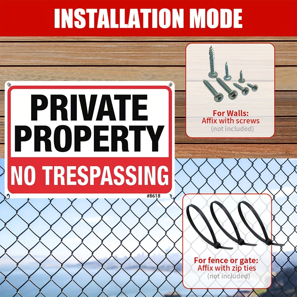 2pcs Private No Trespassing Sign Metal Rust Aluminum 10x7 Inch