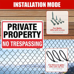 2pcs Private No Trespassing Sign Metal Rust Aluminum 10x7 Inch