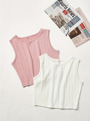 Textured 2pcs Tank Top Sleeveless Summer Women's Clothing