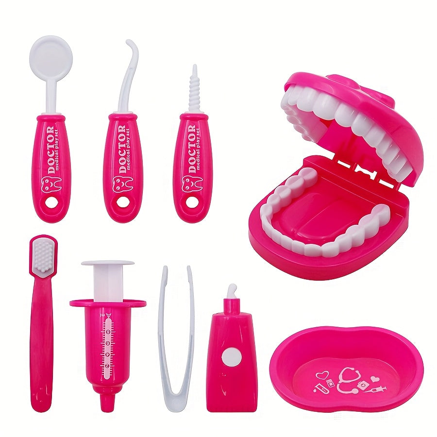9pcs Plastic Dentist Play Set Medical Kit Pretend Toy for Kids in 6 Colors