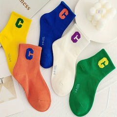5 Pairs Kids Letter C Pattern Soft Socks