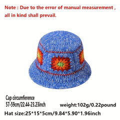 Boho Floral Crochet Bucket Hats Vintage Beanie For Women