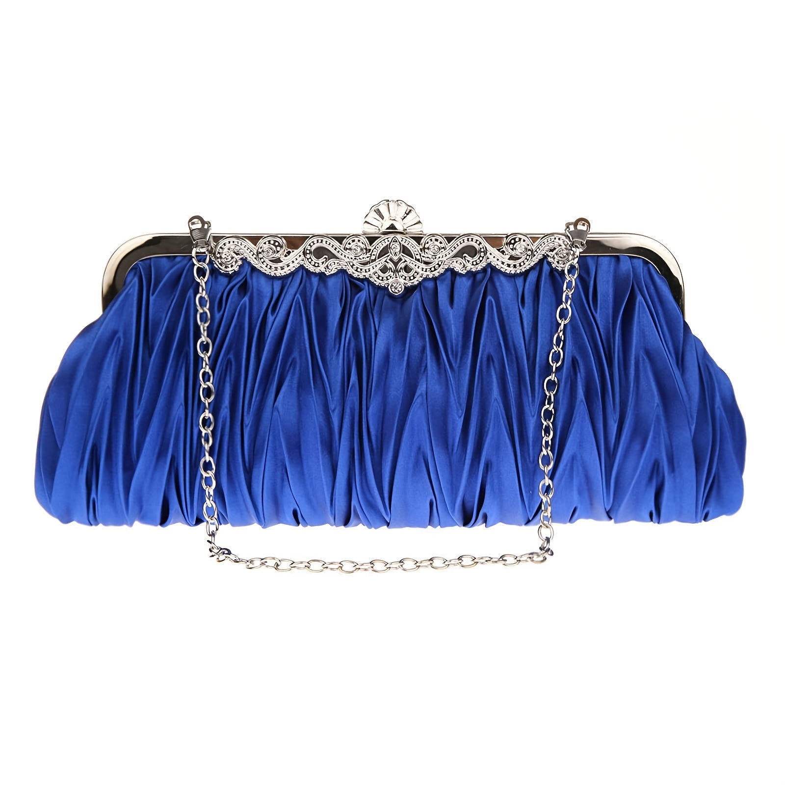 Pleated Frame Metal Chain Banquet Bag Kiss Lock Bridal Wedding Handbag