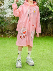 Lovely Kitty Graphic PVC Raincoat Poncho for Girls Boys