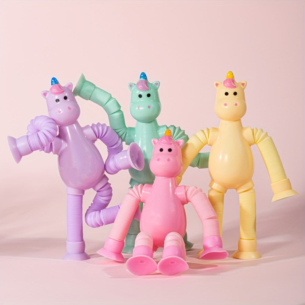 4pcs Unicorn Stretch Tubes with Suction Cups DIY Relax Toys Purple