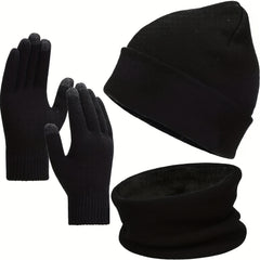 Unisex Beanie Hat Scarf Touchscreen Gloves Set
