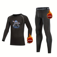 2pcs Kids Fleece Lined Compression Base Set PLAY IT Sports Set