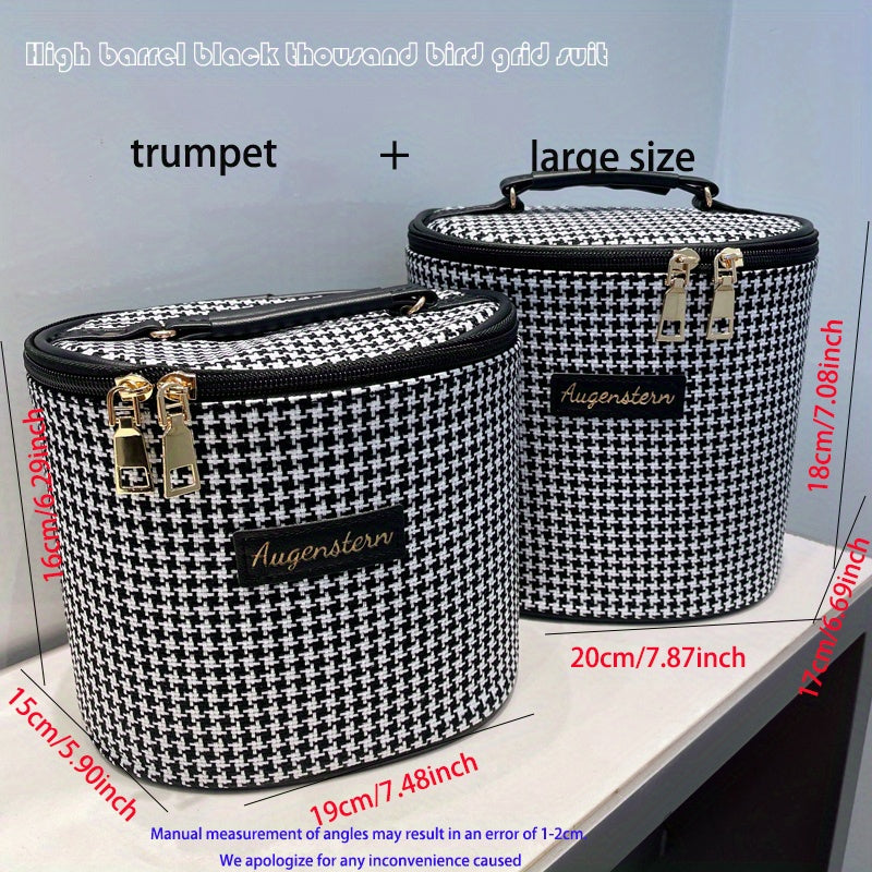 Houndstooth Pattern Makeup Bag Travel Case Large Capacity Toiletry Bag