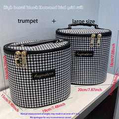 Houndstooth Pattern Makeup Bag Travel Case Large Capacity Toiletry Bag
