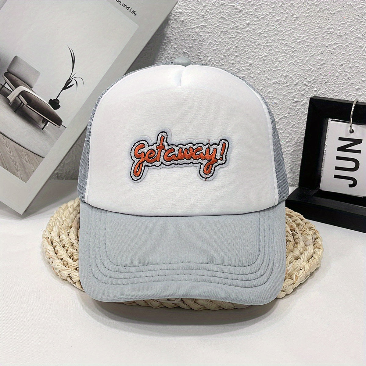 GET AWAY Embroidered Label Mesh Trucker Hat