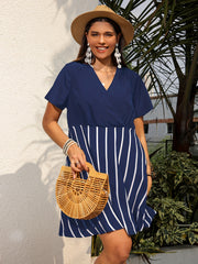 V Neck Tee Dress Women's Plus Casual Short Dress