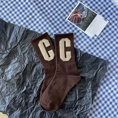 Letter & Heart Print Socks Women's Stockings