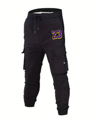 Men's Casual Cargo Pants with Drawstring Pockets