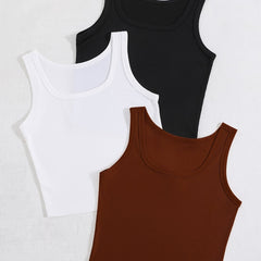 Sleeveless Bodycon Tank Top Set High Stretch Sexy Summer Women's Clothing
