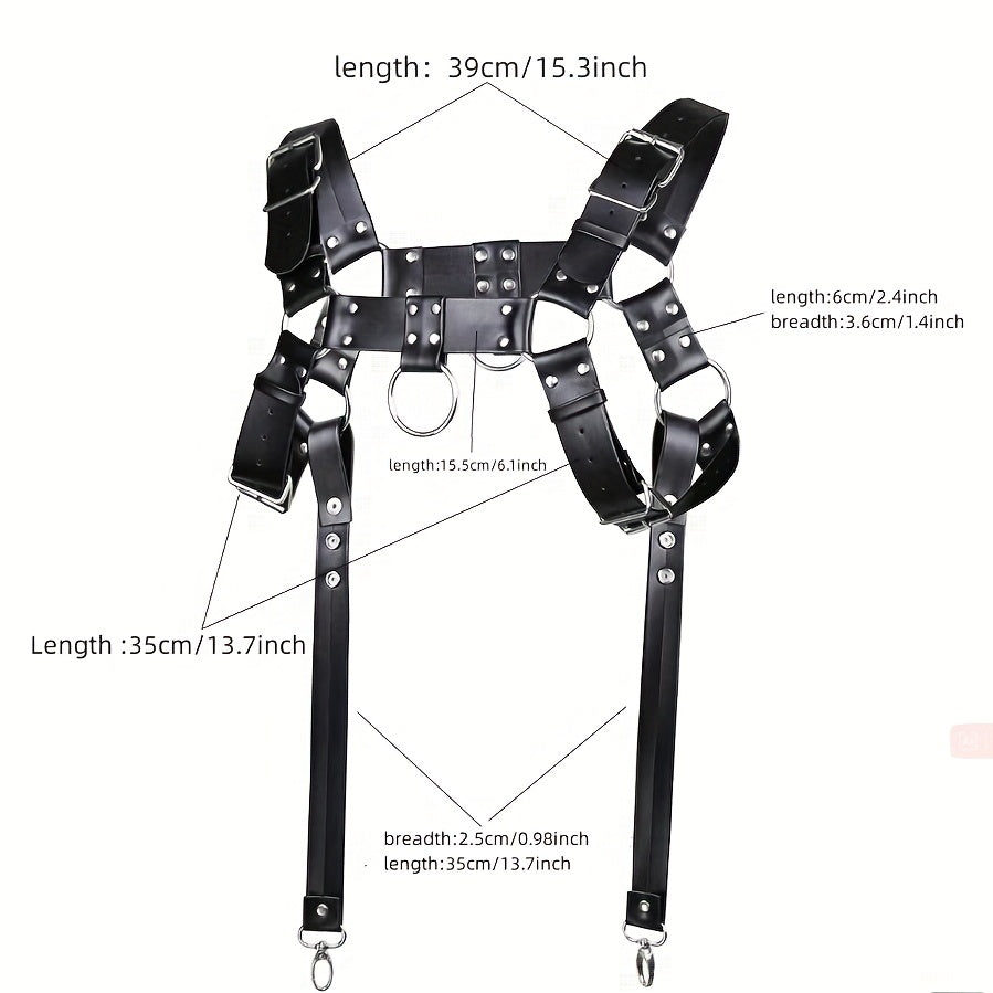 Men's PU Leather Body Strap Dress Up Belt Clothing Hanging Strap