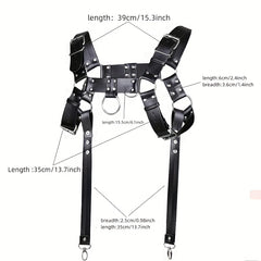 Men's PU Leather Body Strap Dress Up Belt Clothing Hanging Strap