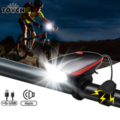 Waterproof USB Rechargeable Bike Lights LED Headlight Horn Bell Front Back Light