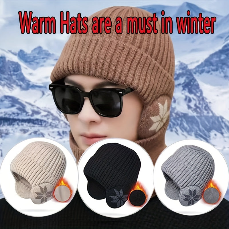Warm Velvet Ear Protection Woolen Knitted Hat for Men