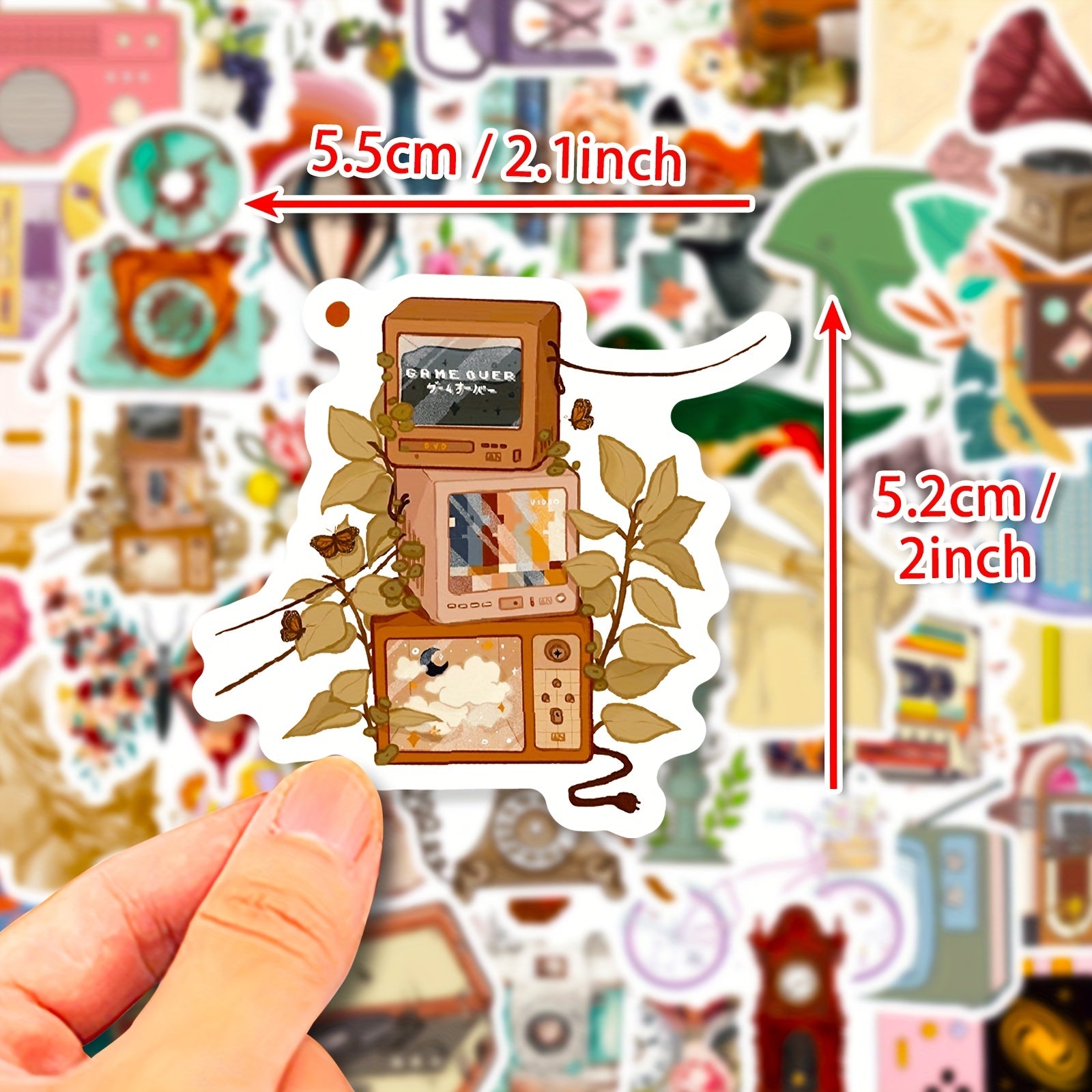 50pcs Vintage Stickers Waterproof DIY Water Bottles Laptops Phones