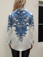 Vintage Graphic Print Button Shirt for Women