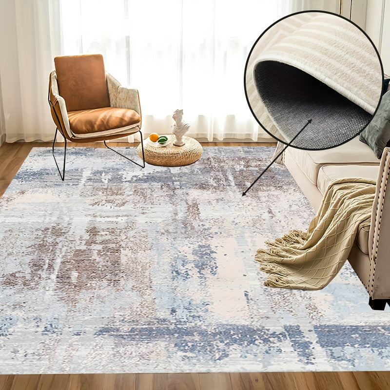 Washable Fluffy Bedroom Area Rug Abstract Carpet with Non Slip Backing