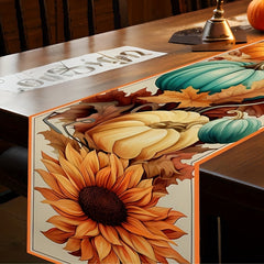 Thanksgiving Pumpkin Pattern Table Runner Fall Decor Washable Table Cover