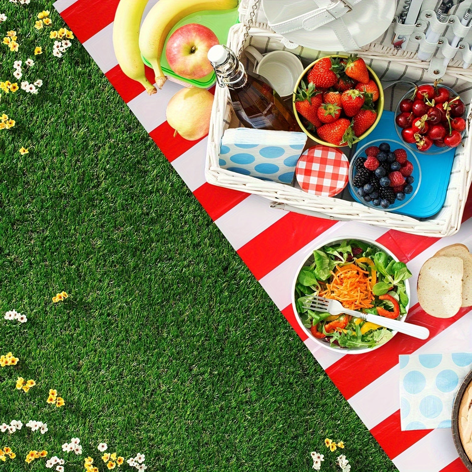 Classic Red Striped Tablecloth - Indoor & Outdoor Use