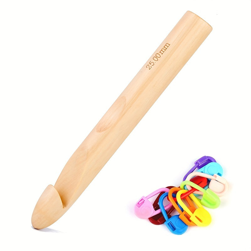 11pcs Wooden Crochet Hooks 25mm Wooden Handle Crochet Hook Bamboo Knitting Croch