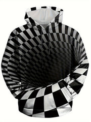 Geometric Swirl 3D Print Men's Hoodie Graphic Pullover for Autumn Winter