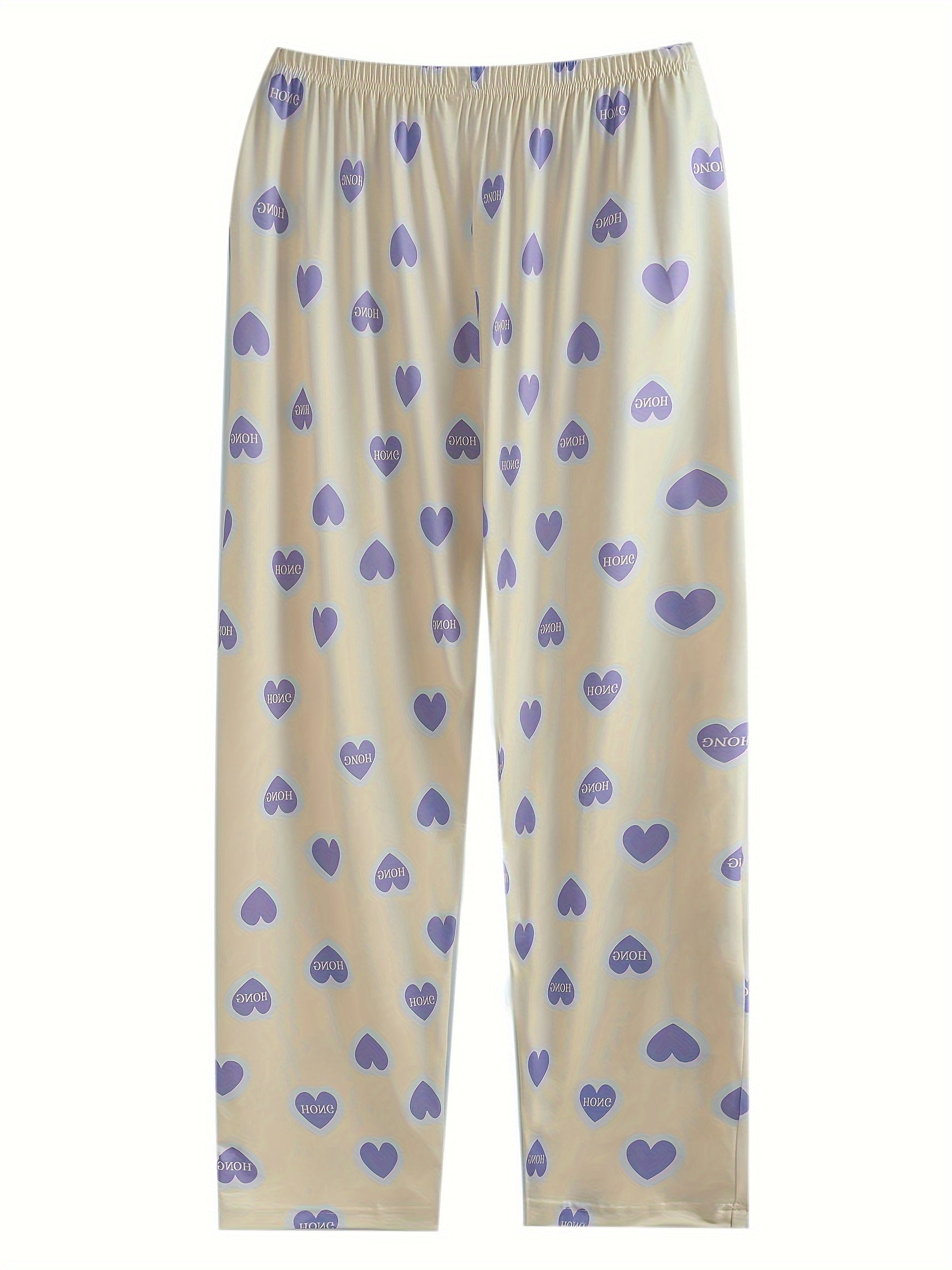 Letter & Heart Print Loungewear Pants