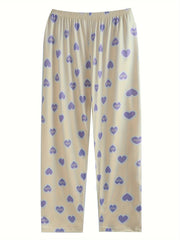 Letter & Heart Print Loungewear Pants