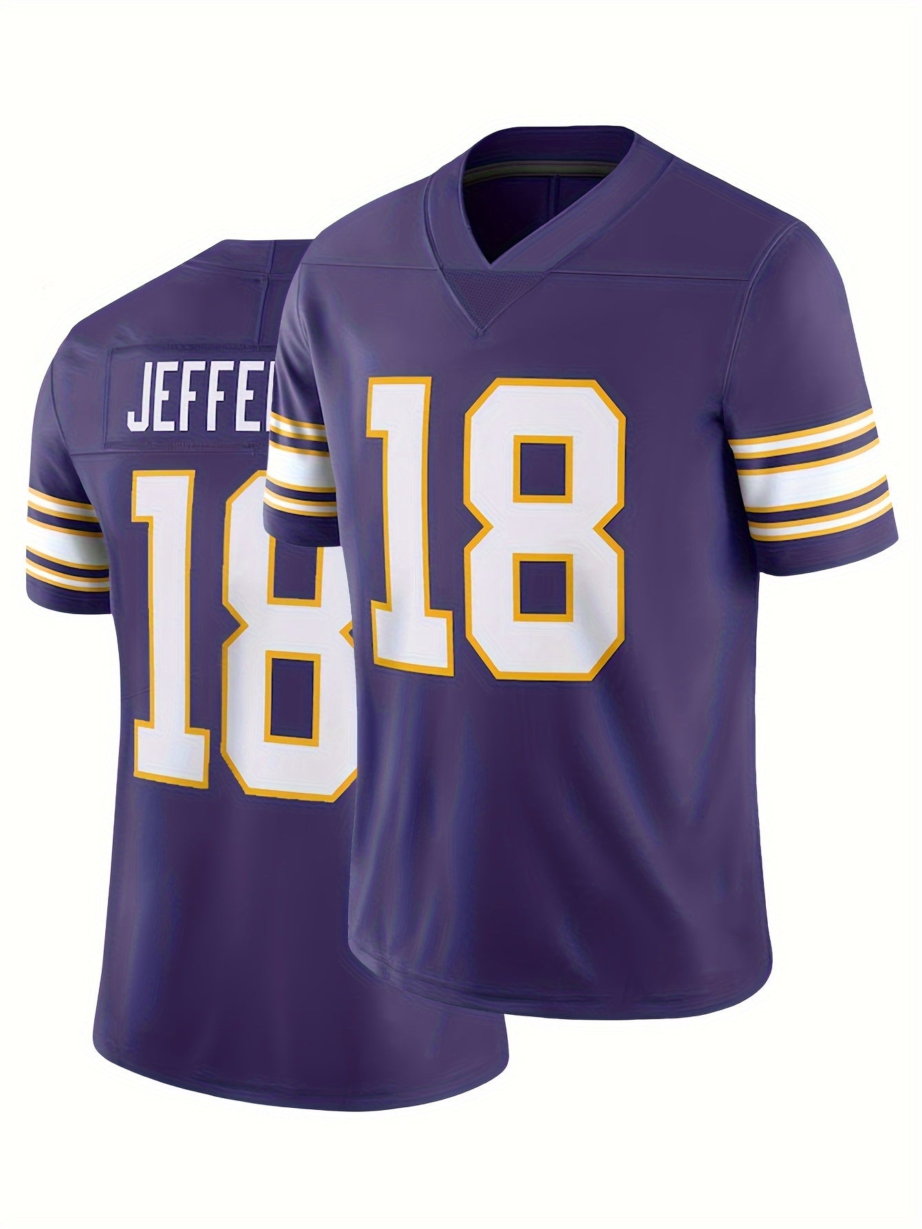 Men's No. 18 Rugby Jersey V Neck Short Sleeve Purple