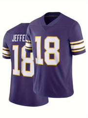Men's No. 18 Rugby Jersey V Neck Short Sleeve Purple
